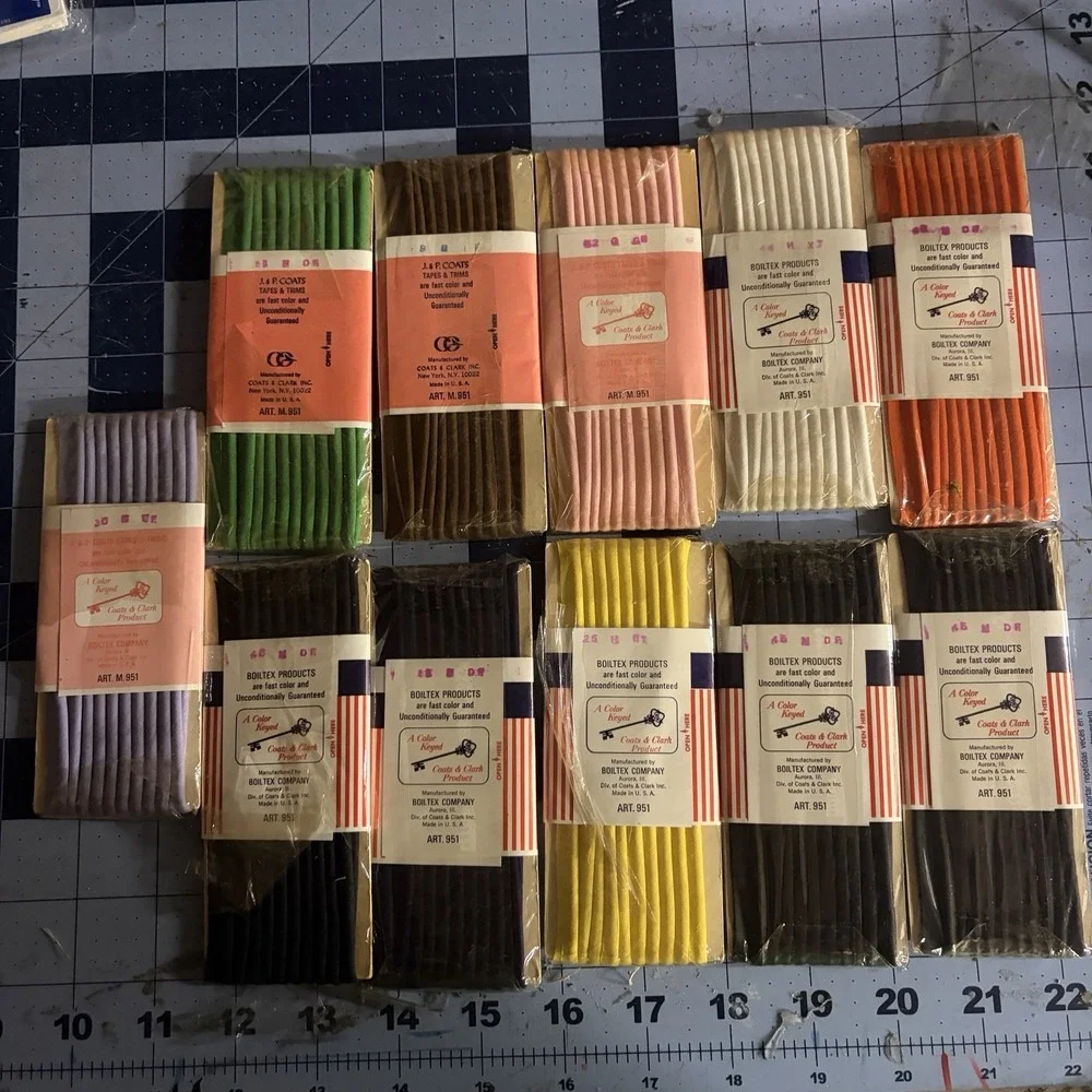 J&P Coats Boiltex Piping Trim Lot 3yd Multicolor Vintage Cotton Corded M.951